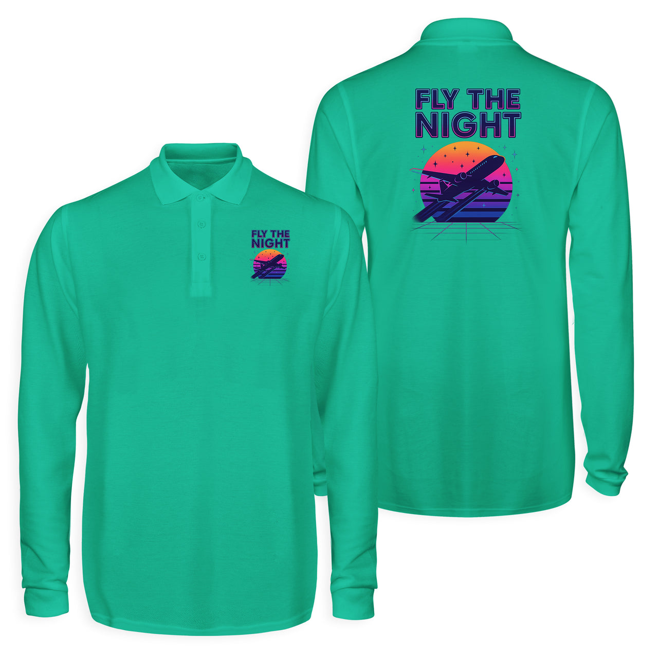 Fly The Night Designed Long Sleeve Polo T-Shirts (Double-Side)