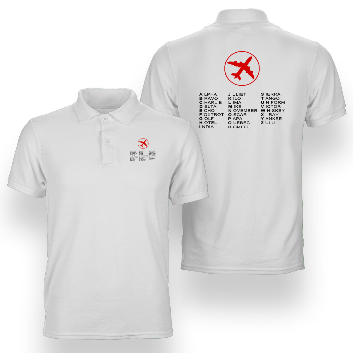 Aviation Alphabet 2 Designed Double Side Polo T-Shirts