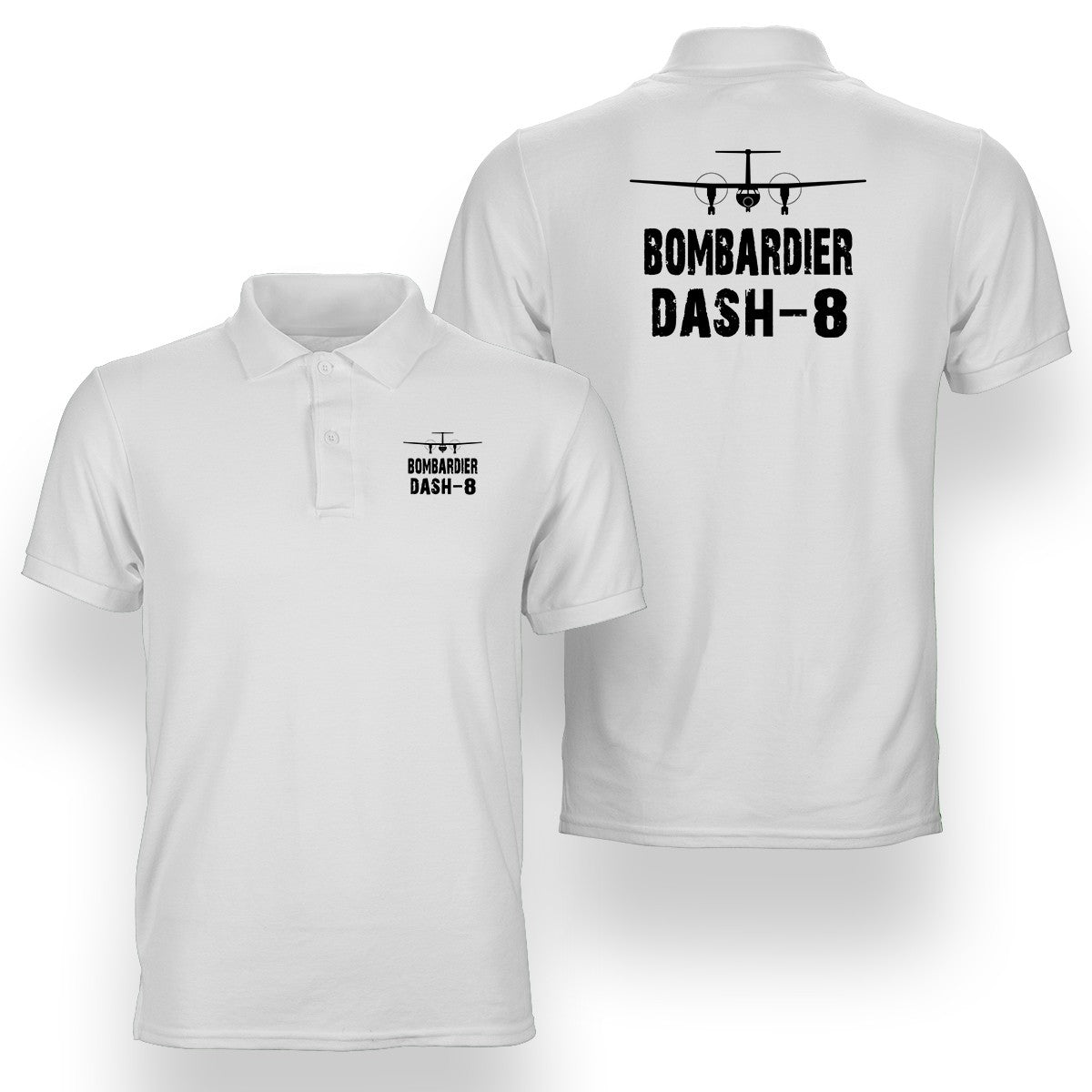 Bombardier Dash-8 & Plane Designed Double Side Polo T-Shirts