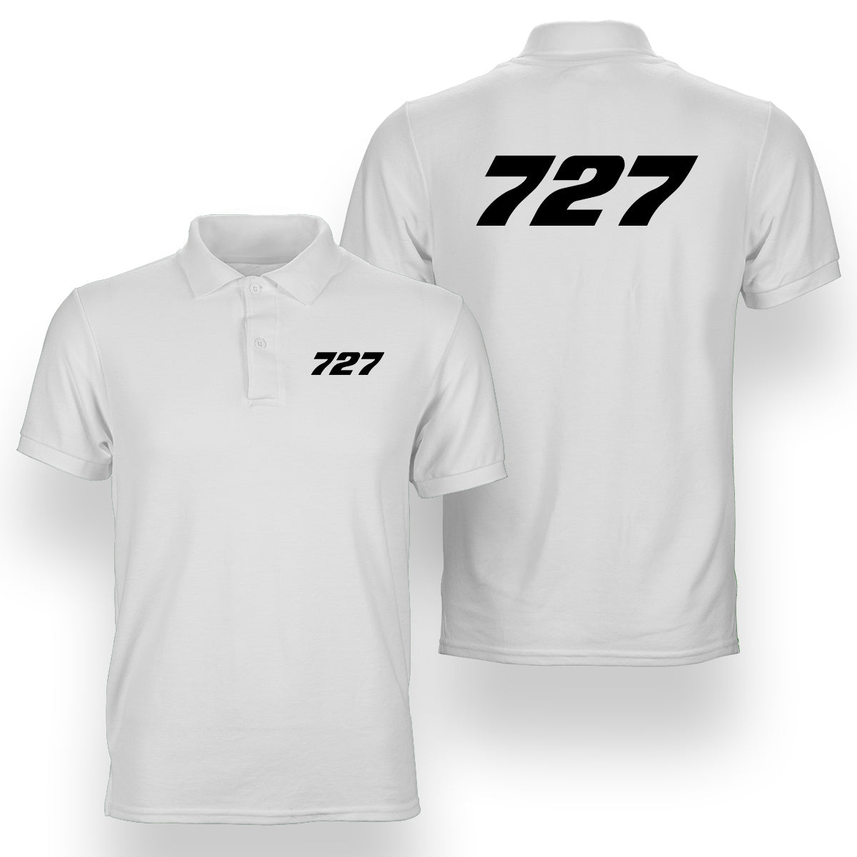 727 Flat Text Designed Double Side Polo T-Shirts
