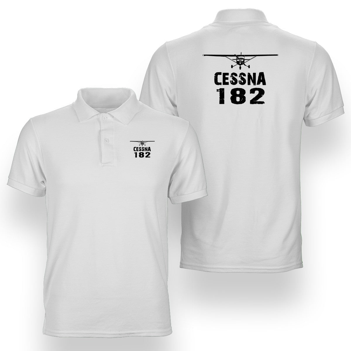 Cessna 182 & Plane Designed Double Side Polo T-Shirts