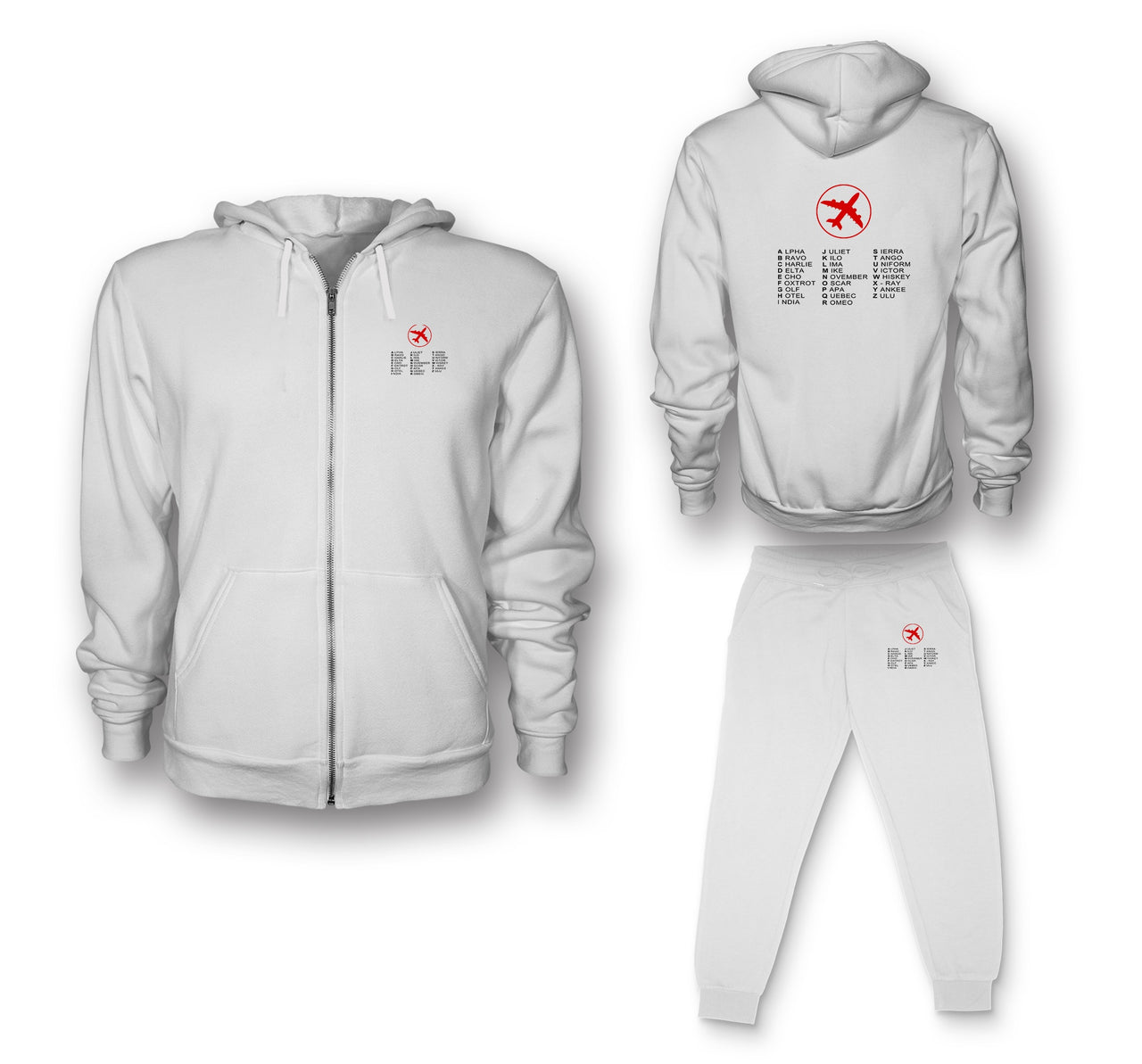 Aviation Alphabet 2 Designed Zipped Hoodies & Sweatpants Set
