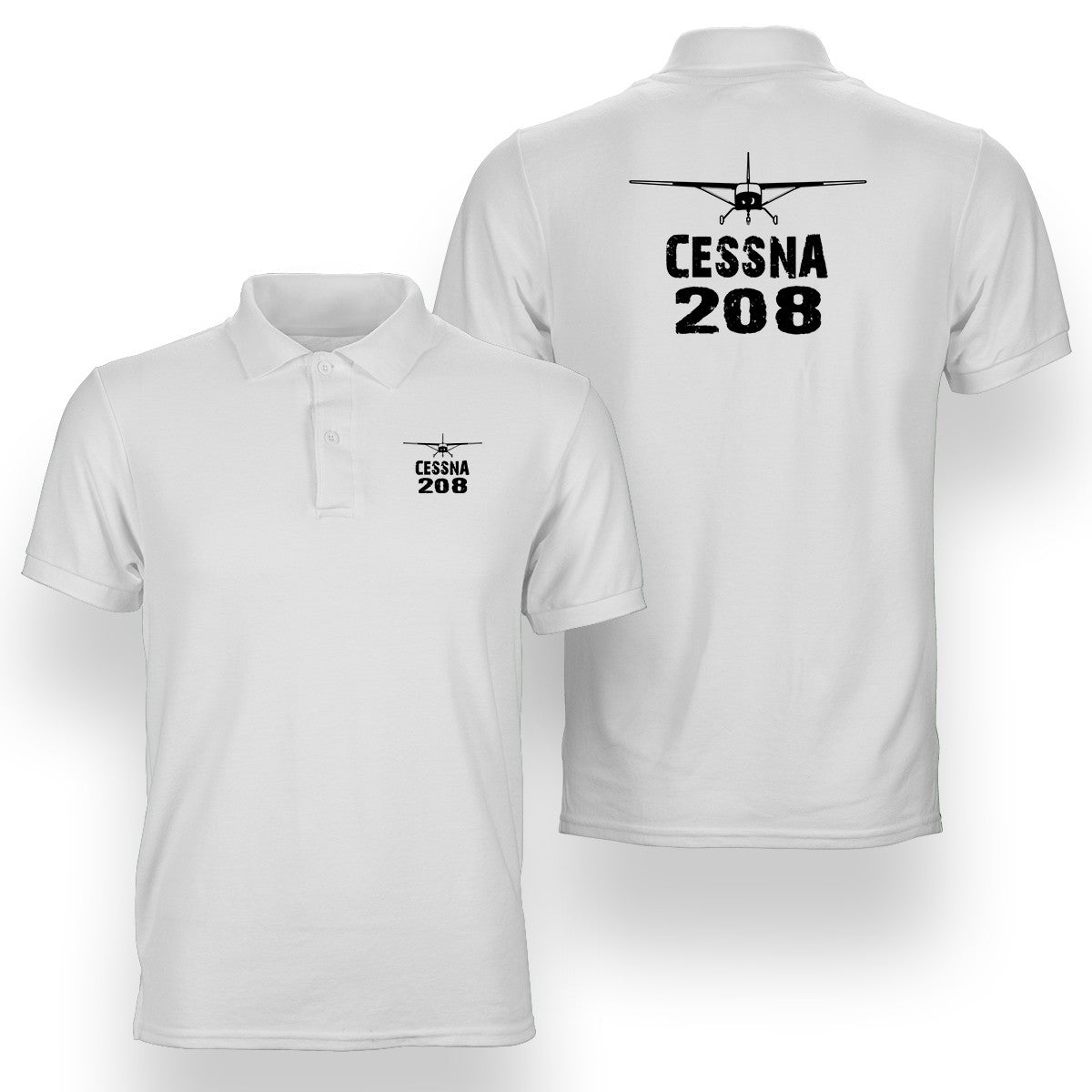 Cessna 208 & Plane Designed Double Side Polo T-Shirts
