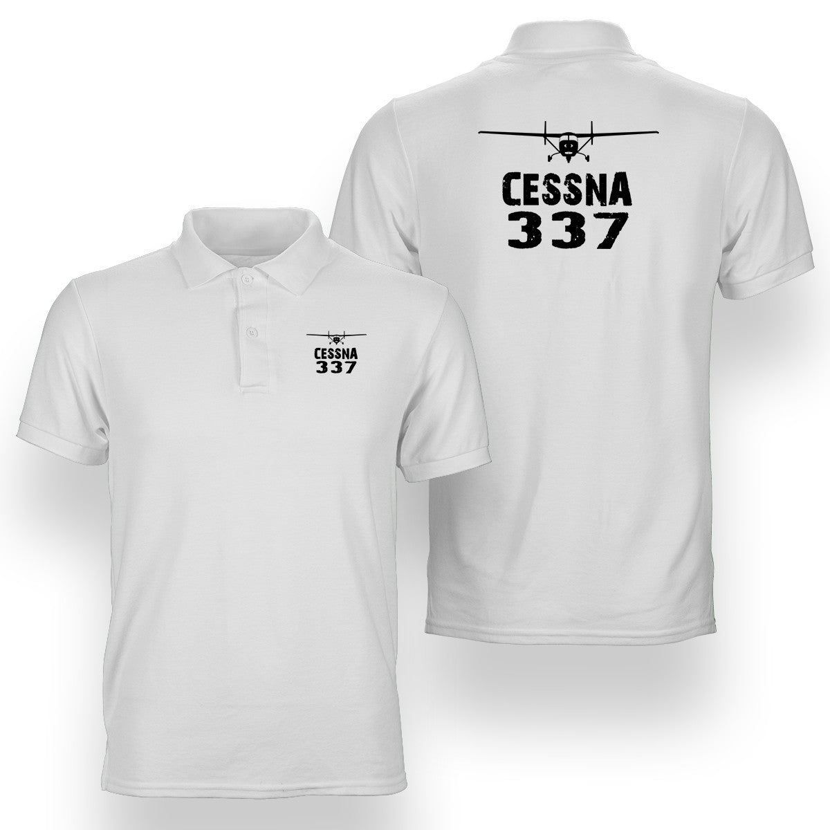 Cessna 337 & Plane Designed Double Side Polo T-Shirts