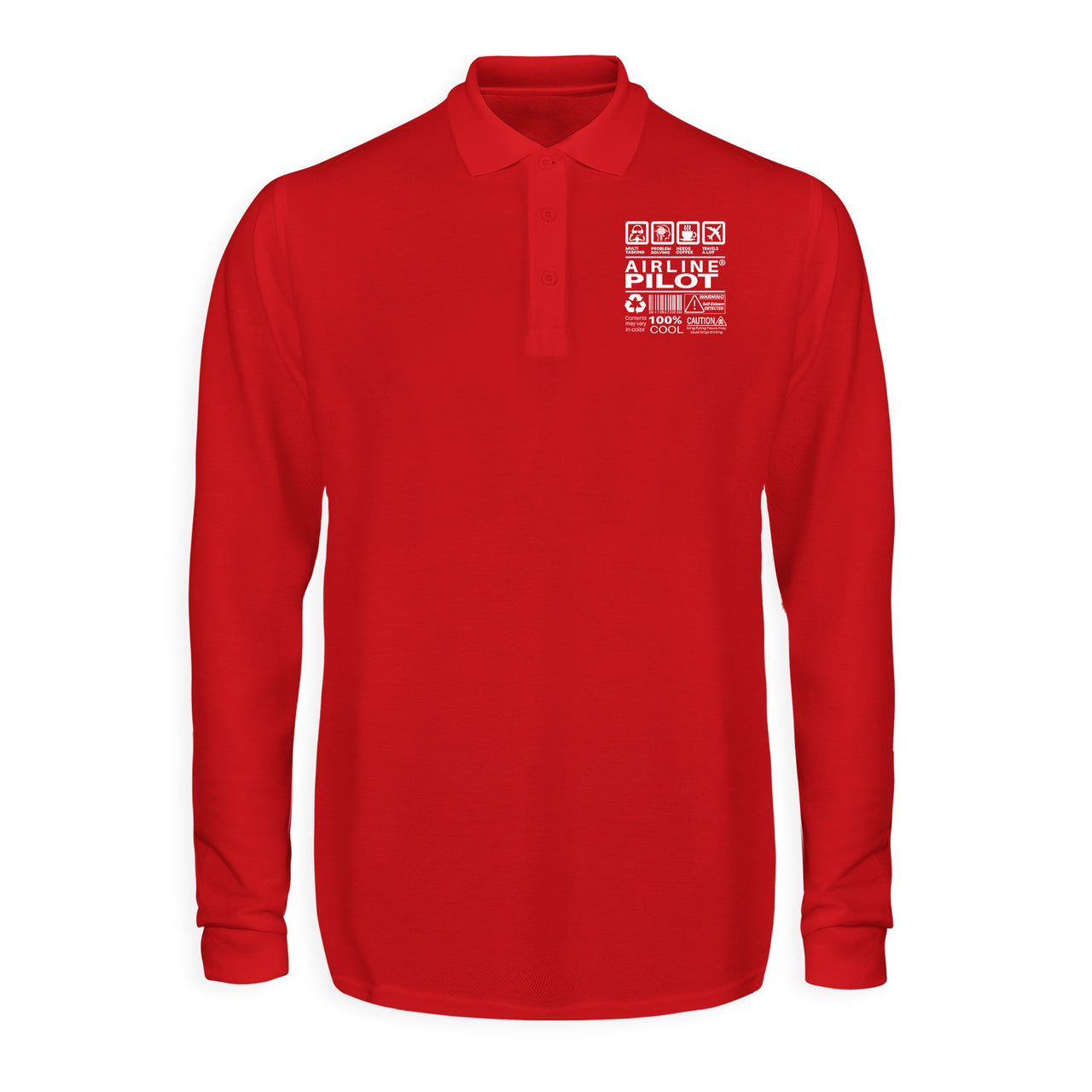 Airline Pilot Label Designed Long Sleeve Polo T-Shirts