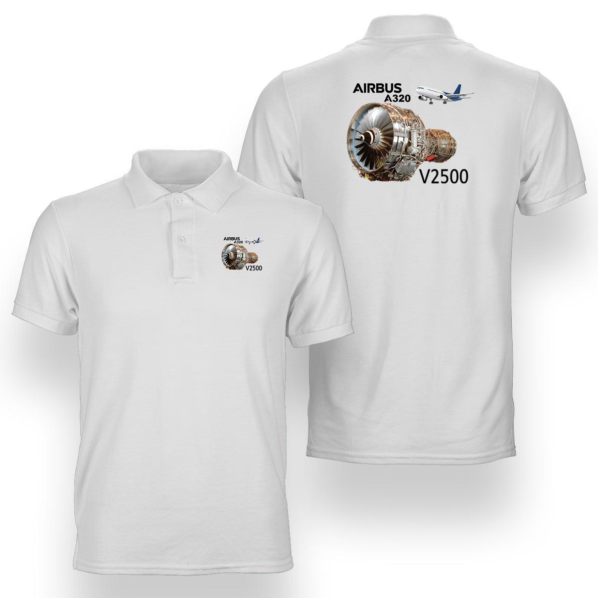 Airbus A320 & V2500 Engine Designed Double Side Polo T-Shirts