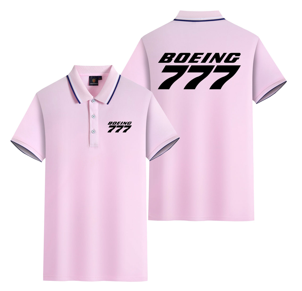Boeing 777 & Text Designed Stylish Polo T-Shirts (Double-Side)