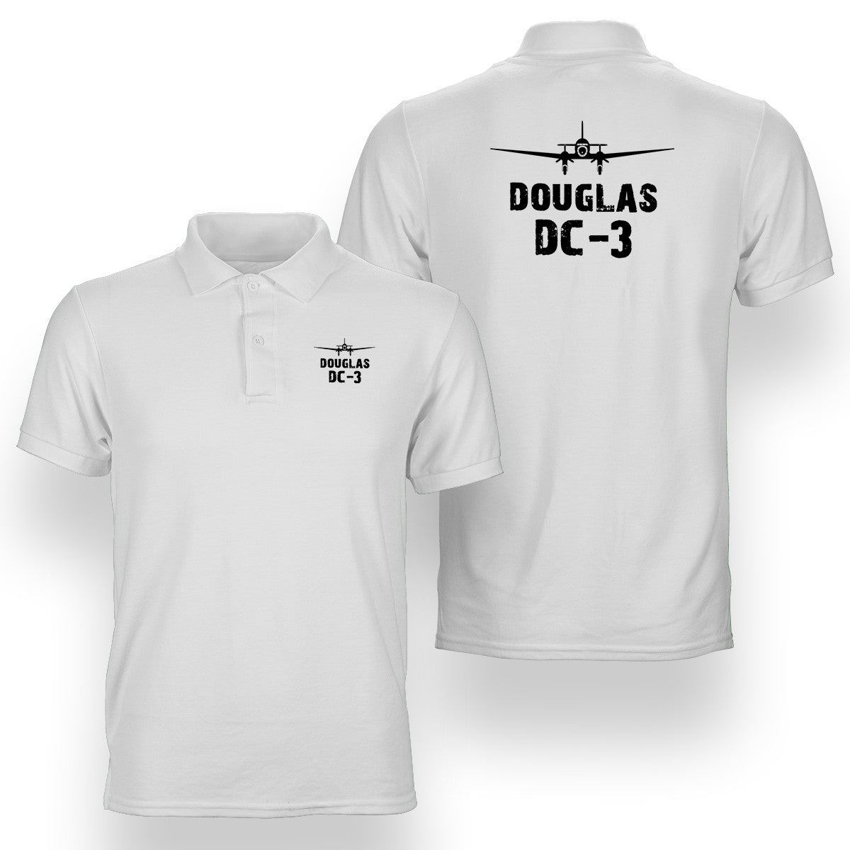 Douglas DC-3 & Plane Designed Double Side Polo T-Shirts
