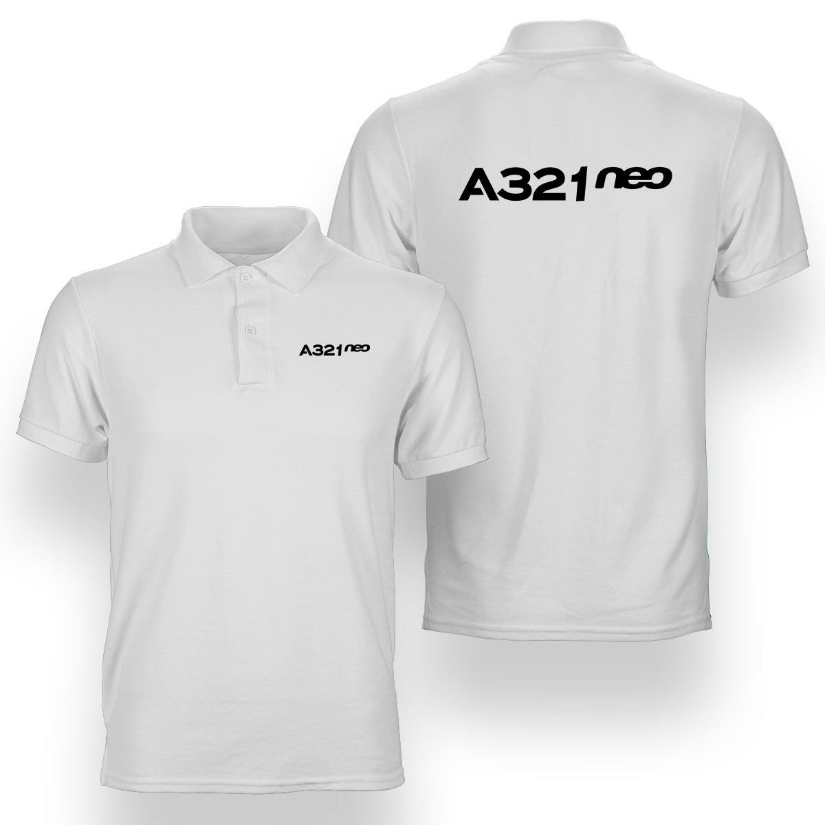 A321neo & Text Designed Double Side Polo T-Shirts