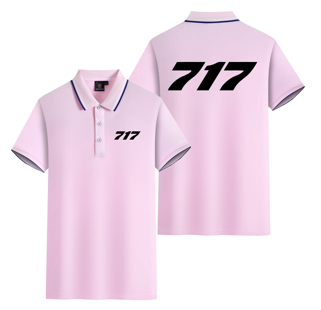 717 Flat Text Designed Stylish Polo T-Shirts (Double-Side)