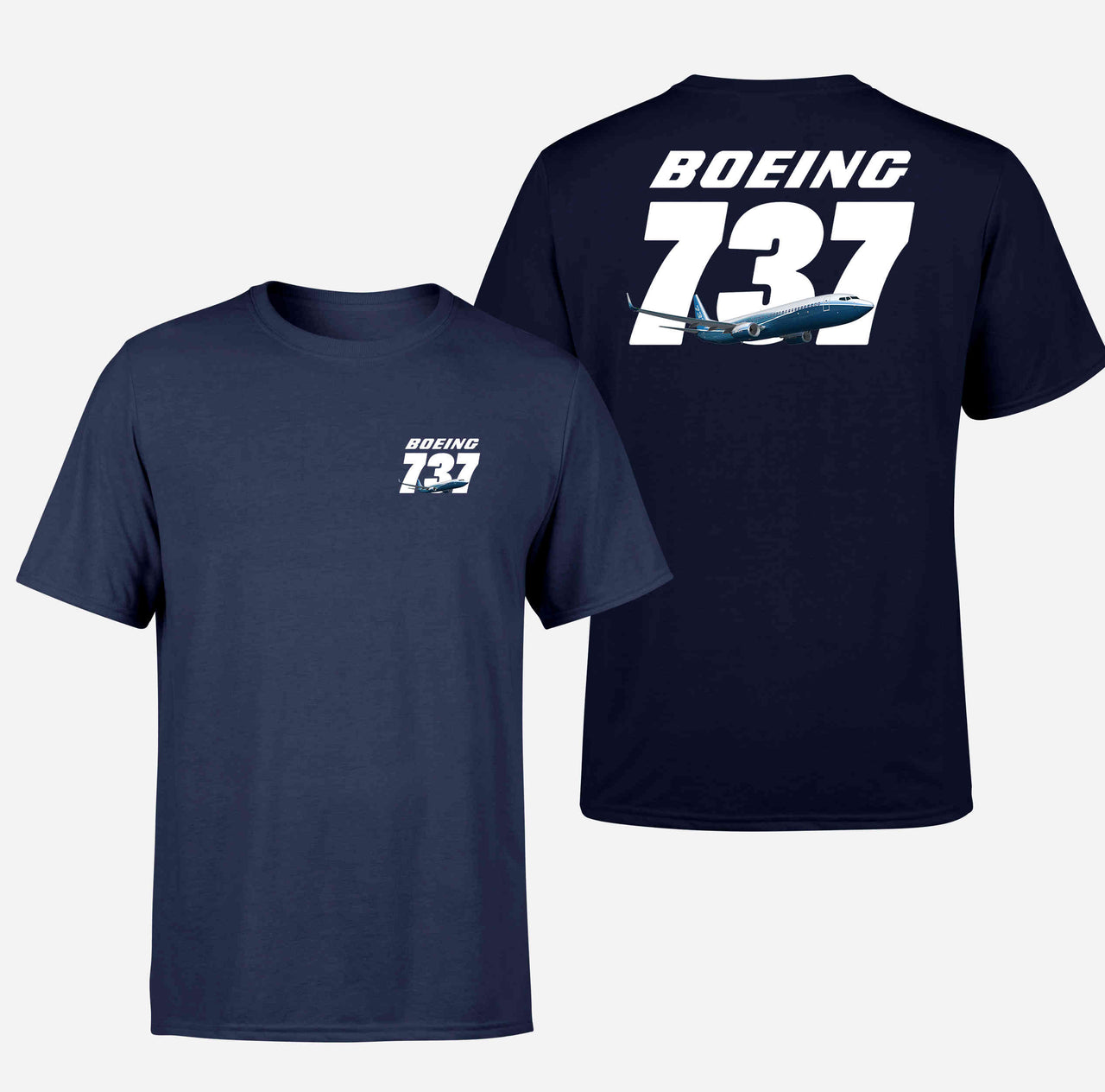 Super Boeing 737+Text Designed Double-Side T-Shirts