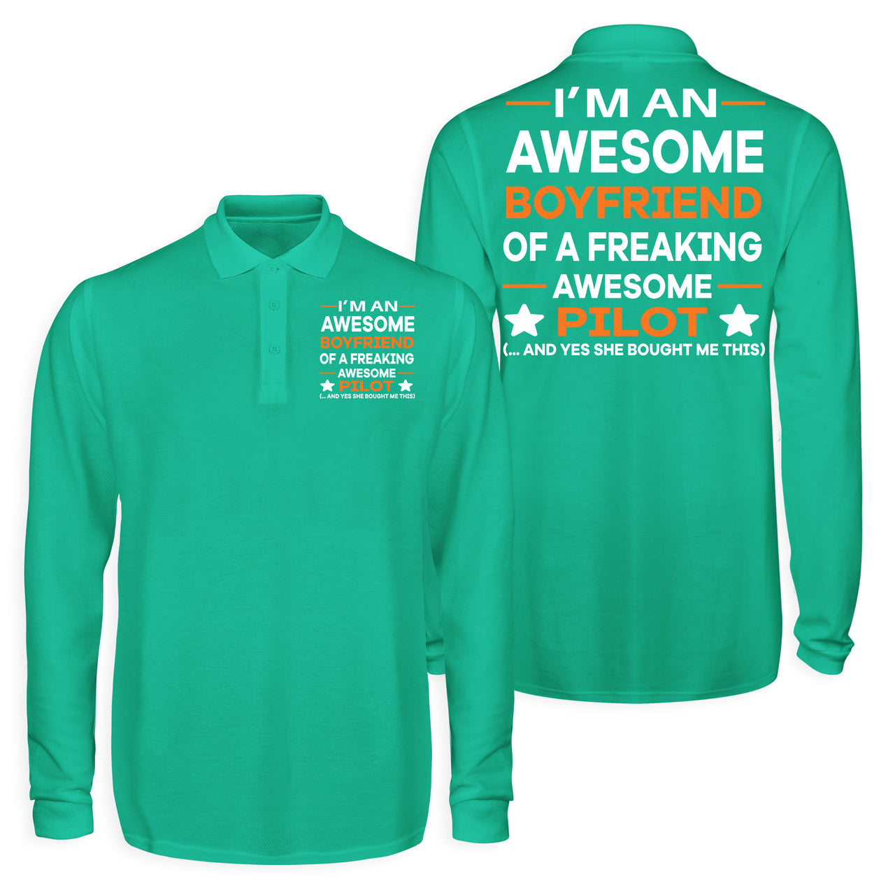 I am an Awesome Boyfriend Designed Long Sleeve Polo T-Shirts (Double-Side)