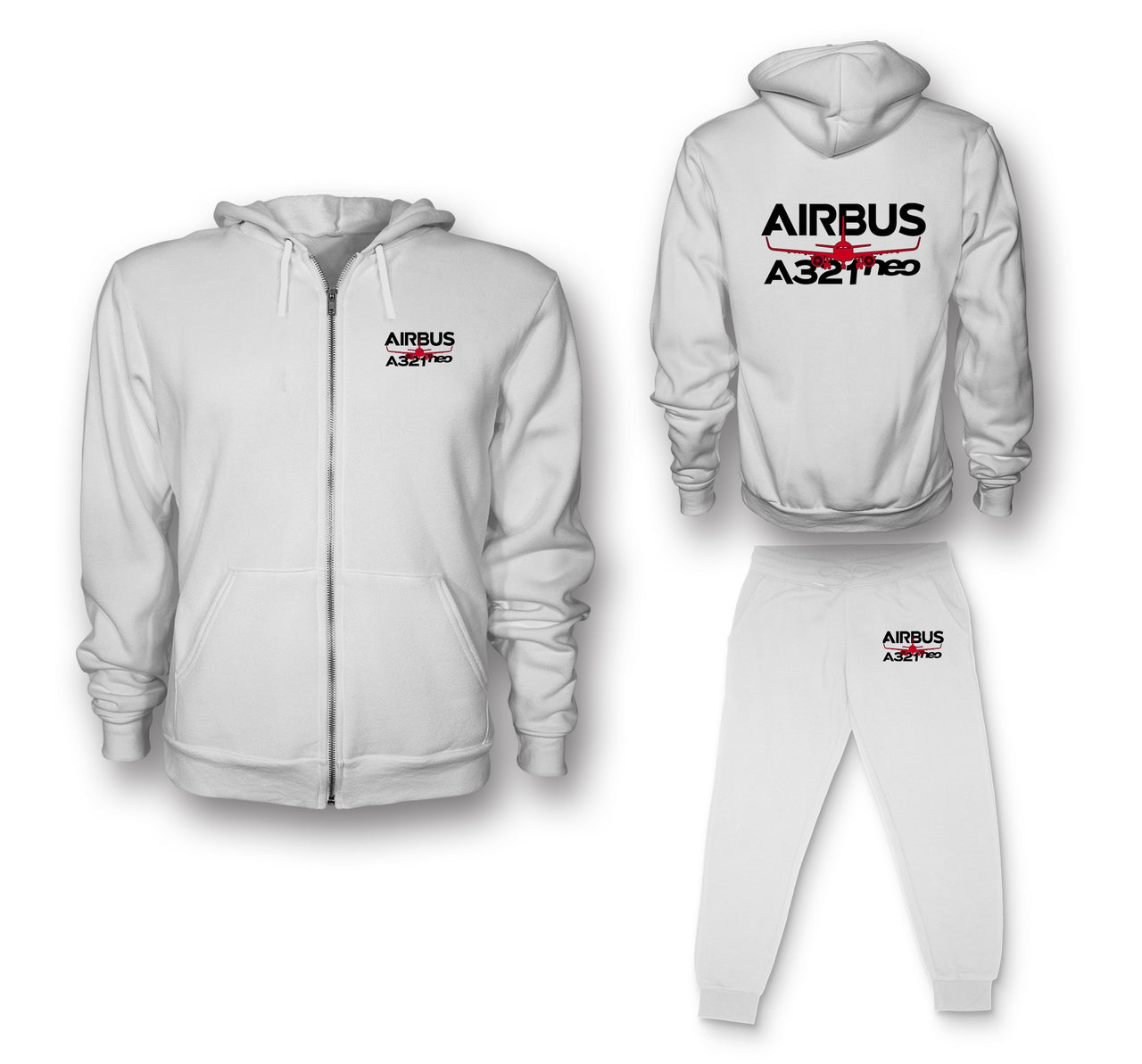 Amazing Airbus A321neo Designed Zipped Hoodies & Sweatpants Set