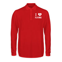 Thumbnail for I Love Flying Designed Long Sleeve Polo T-Shirts
