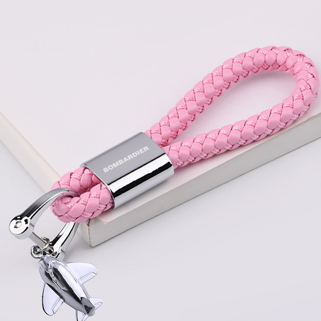 Bombardier & Text Designed Leather Car Key Chains