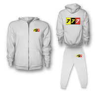 Thumbnail for Flat Colourful 777 Designed Zipped Hoodies & Sweatpants Set