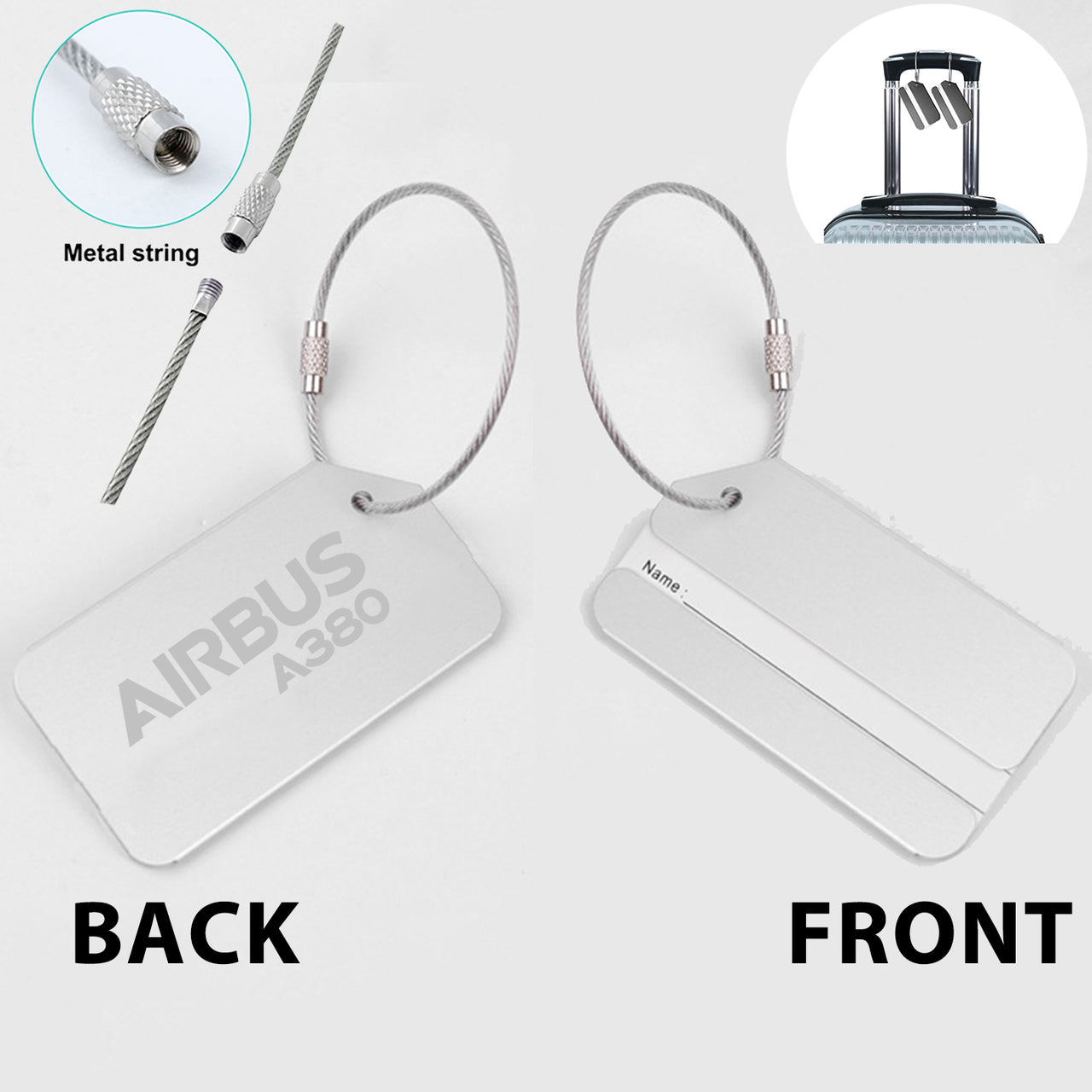 Airbus A380 & Text Designed Fashion Metal Luggage Tags
