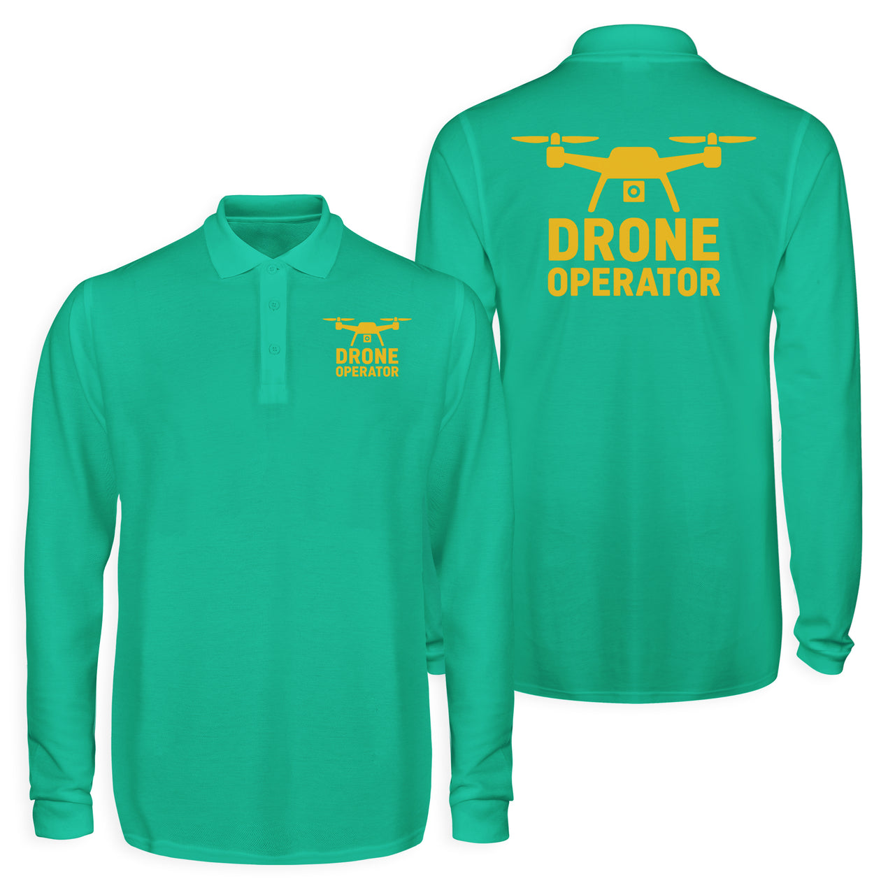 Drone Operator Designed Long Sleeve Polo T-Shirts (Double-Side)