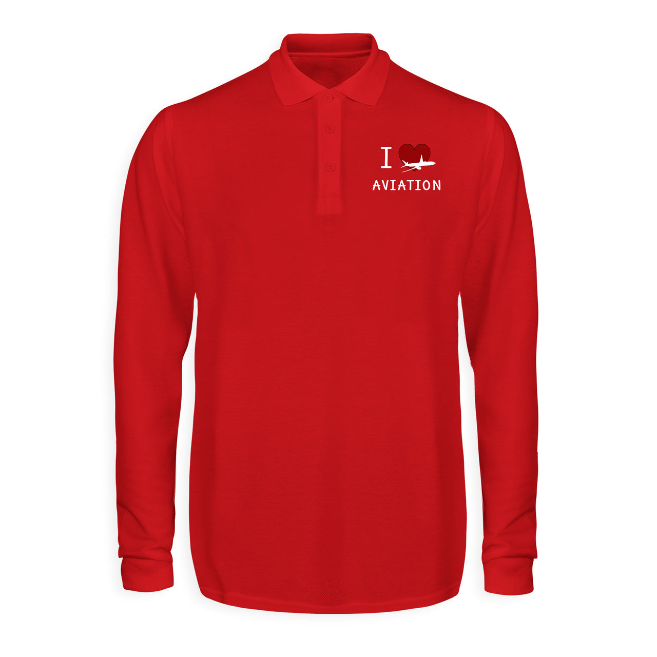 I Love Aviation Designed Long Sleeve Polo T-Shirts