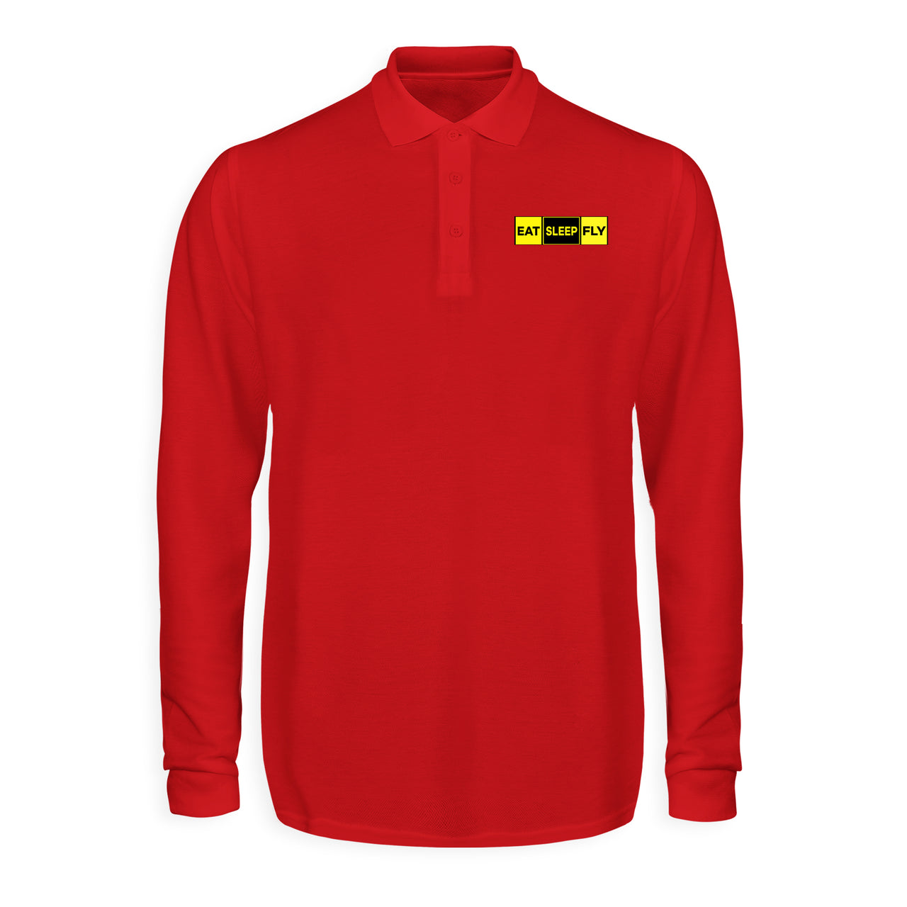 Eat Sleep Fly (Colourful) Designed Long Sleeve Polo T-Shirts