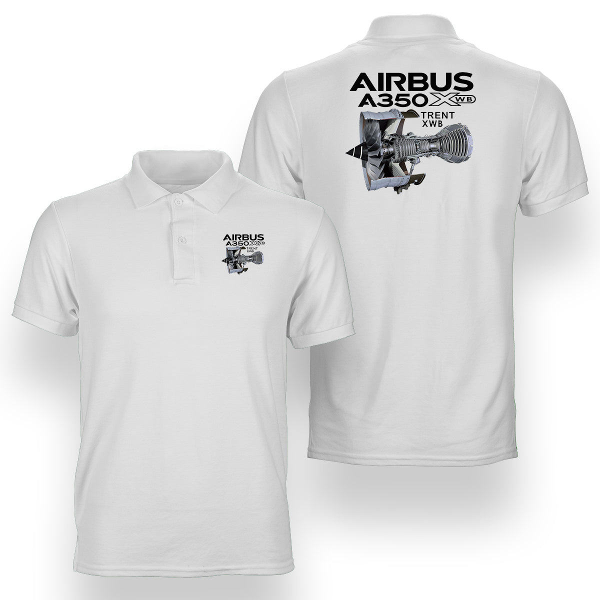 Airbus A350 & Trent Wxb Engine Designed Double Side Polo T-Shirts