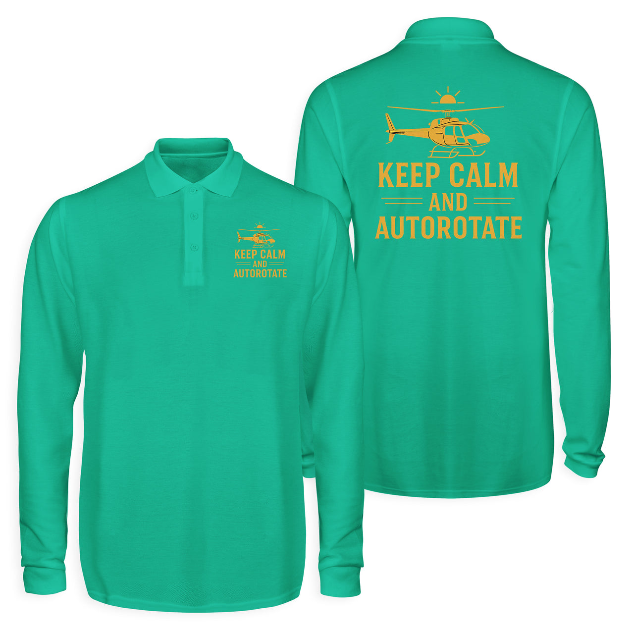 Keep Calm and Autorotate Designed Long Sleeve Polo T-Shirts (Double-Side)