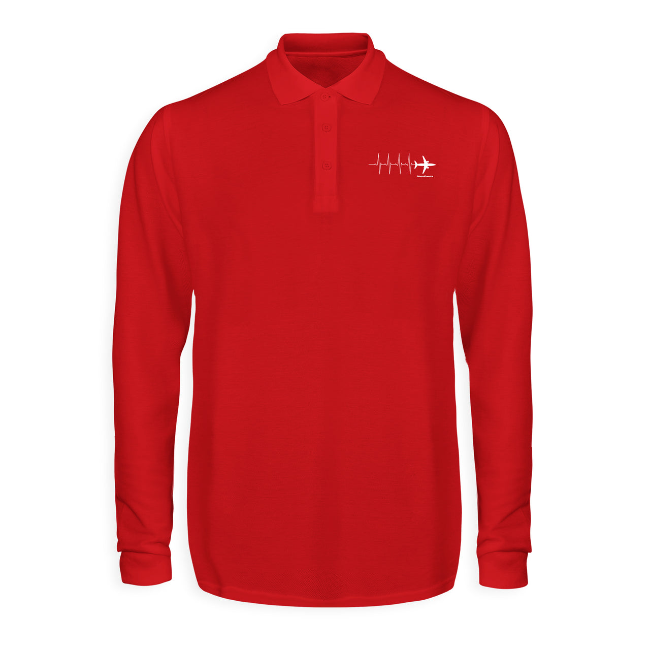 Aviation Heartbeats Designed Long Sleeve Polo T-Shirts