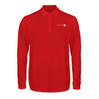 Thumbnail for Aviation Heartbeats Designed Long Sleeve Polo T-Shirts