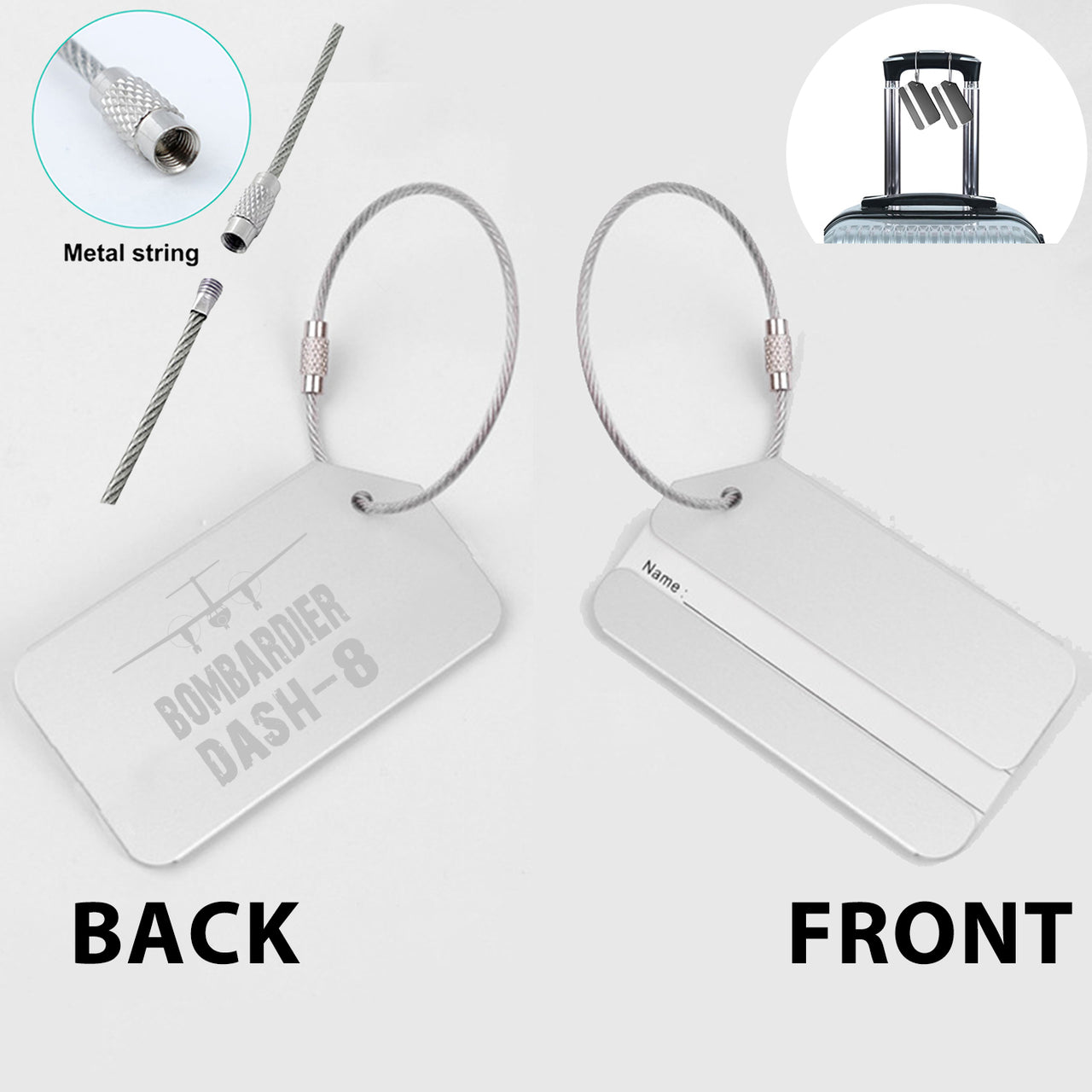 Bombardier Dash-8 & Plane Designed Fashion Metal Luggage Tags
