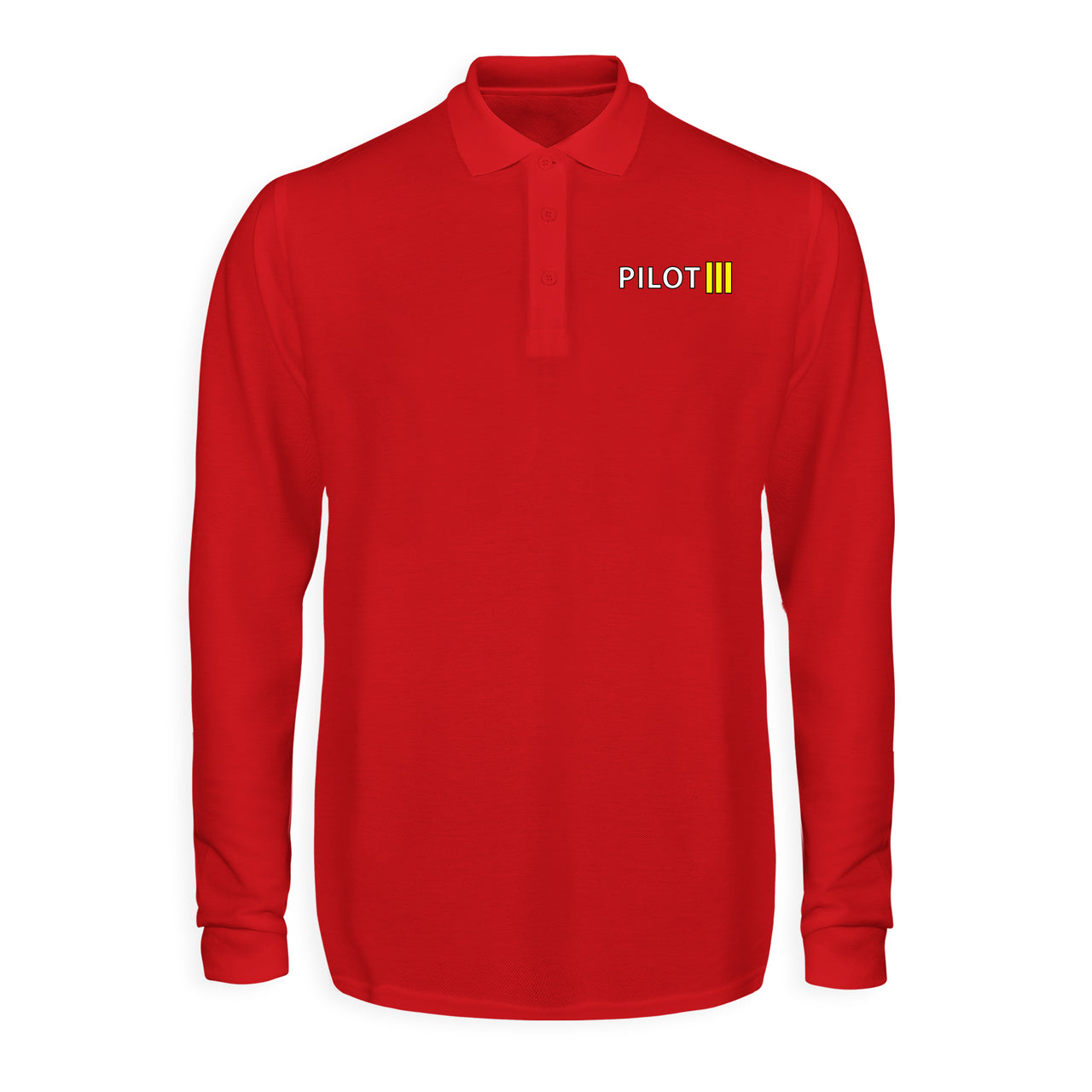 Pilot & Stripes (3 Lines) Designed Long Sleeve Polo T-Shirts