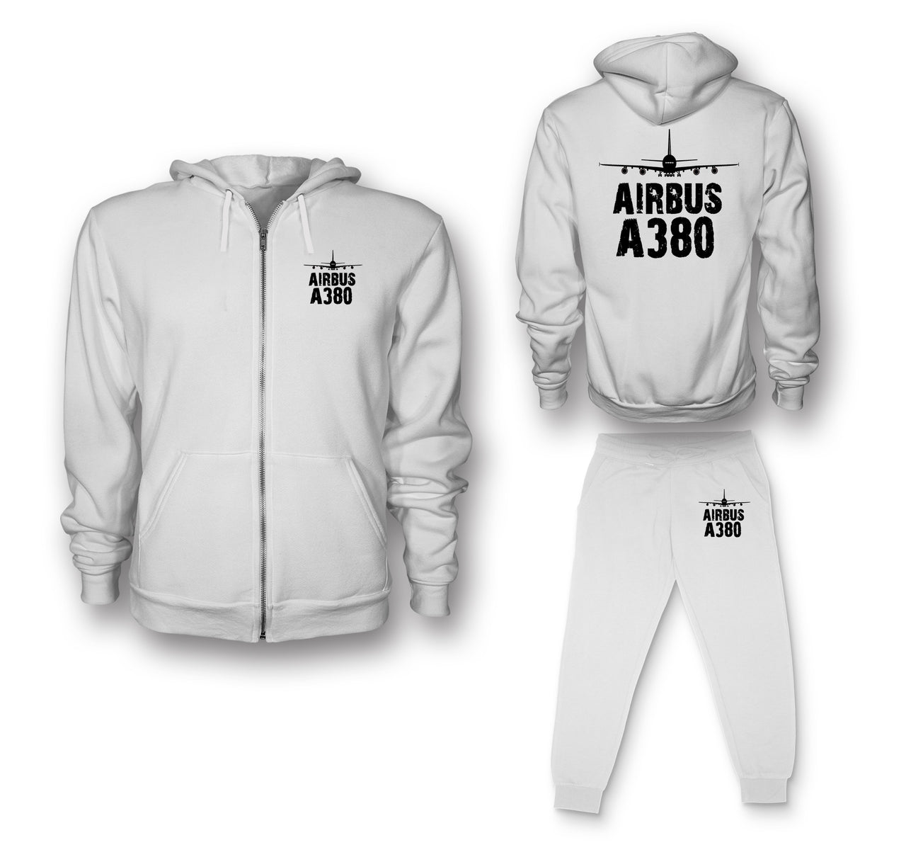 Airbus A380 & Plane Designed Zipped Hoodies & Sweatpants Set