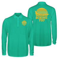 Thumbnail for Retro Boeing 737 Designed Long Sleeve Polo T-Shirts (Double-Side)