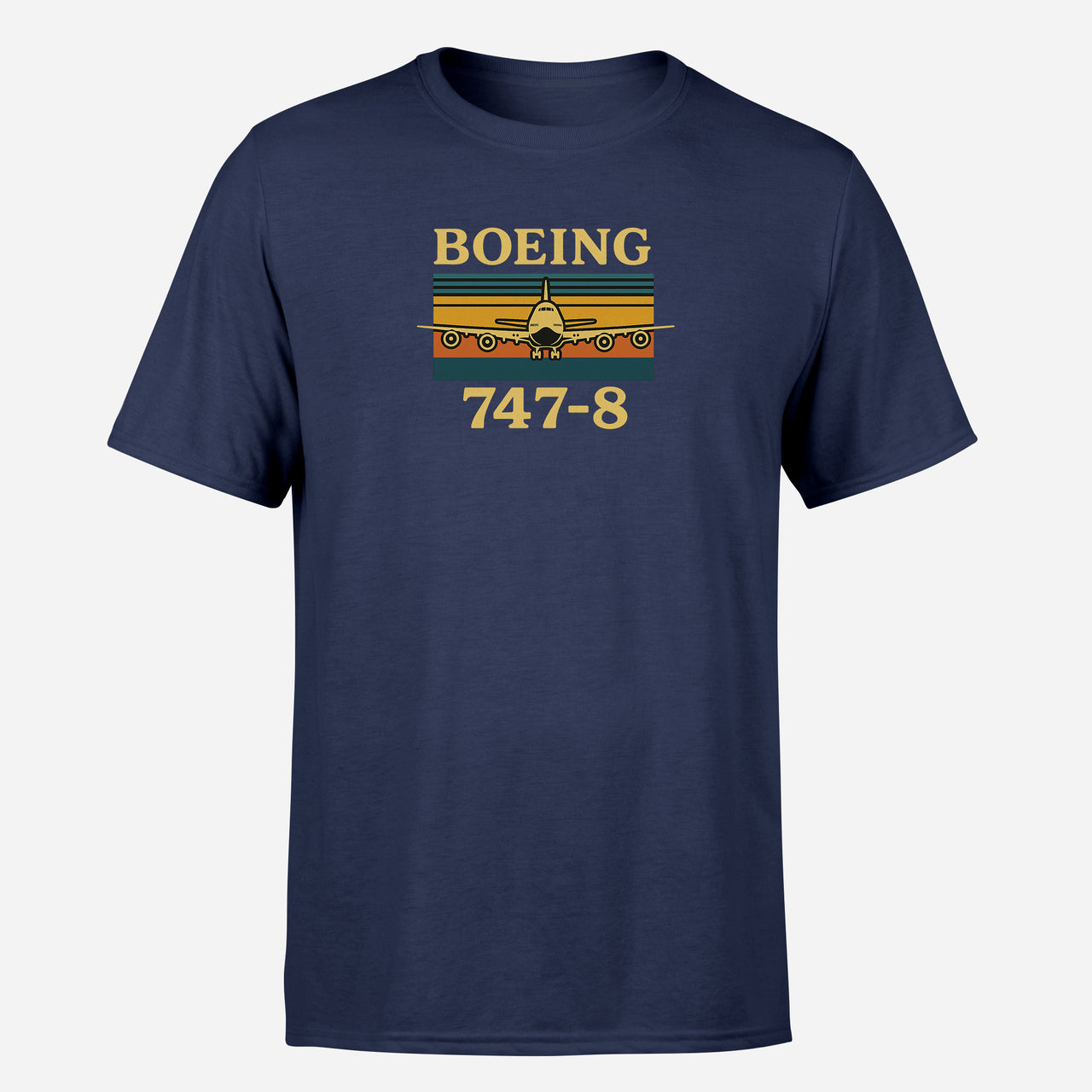 Retro Boeign 747-8 Design Super Quality T-Shirts