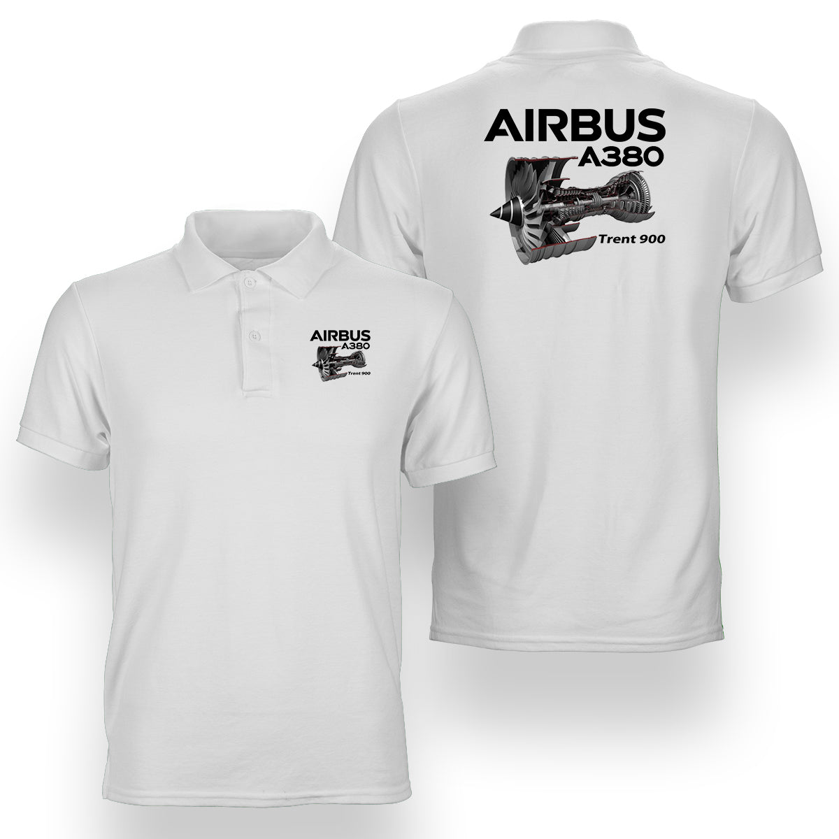 Airbus A380 & Trent 900 Engine Designed Double Side Polo T-Shirts