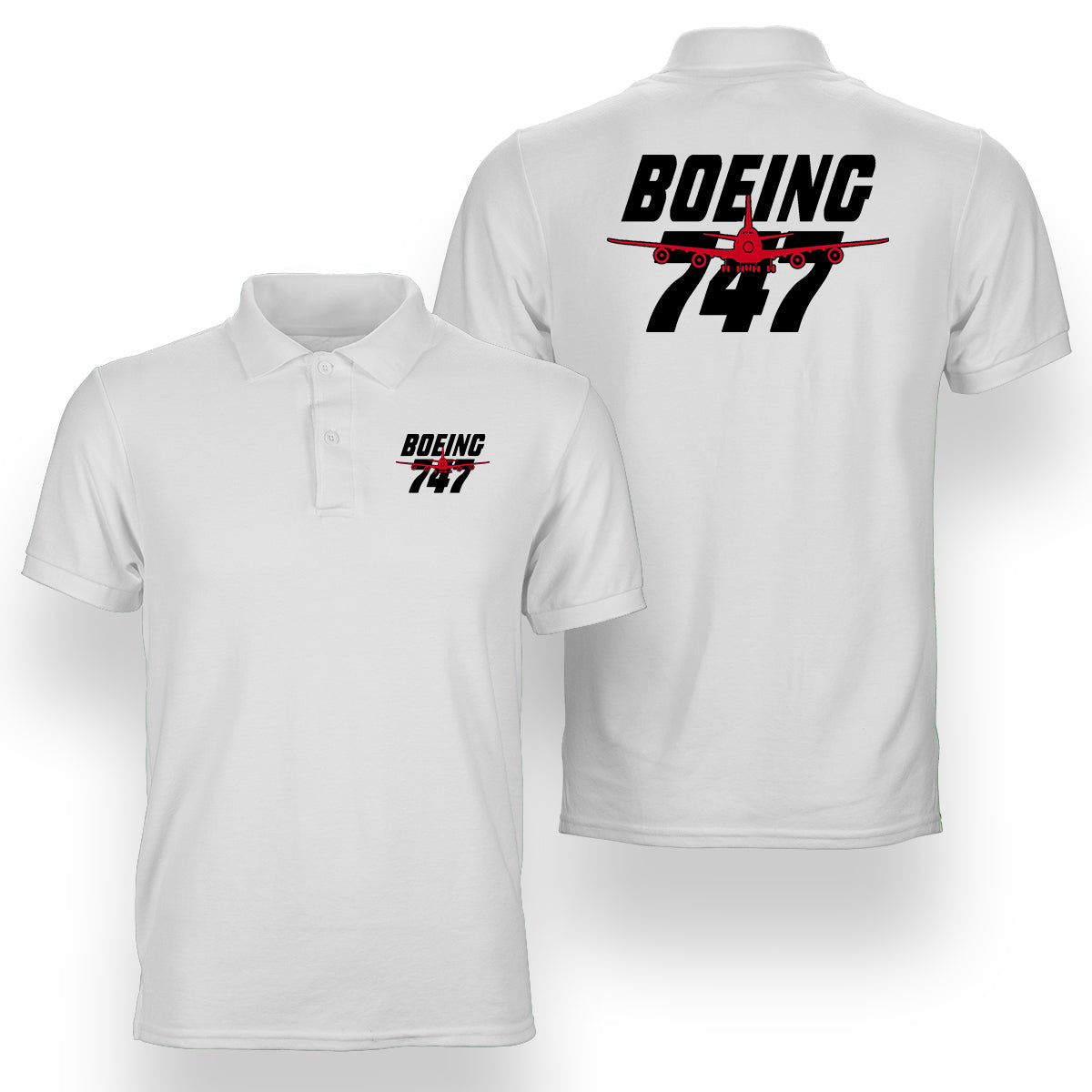 Amazing Boeing 747 Designed Double Side Polo T-Shirts