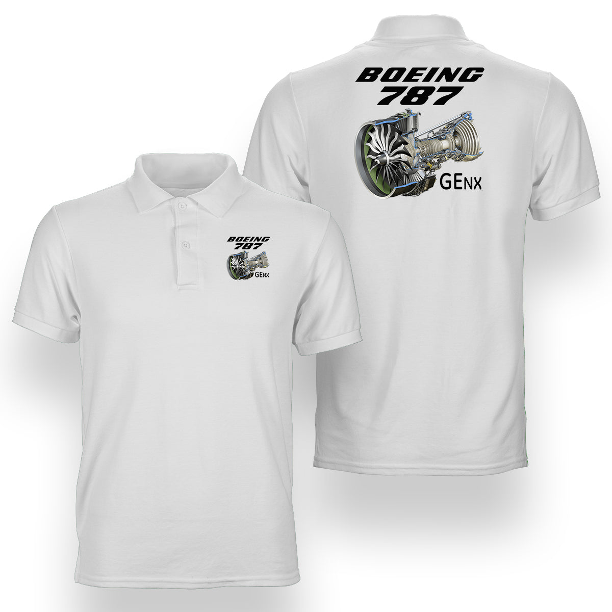Boeing 787 & GENX Engine Designed Double Side Polo T-Shirts