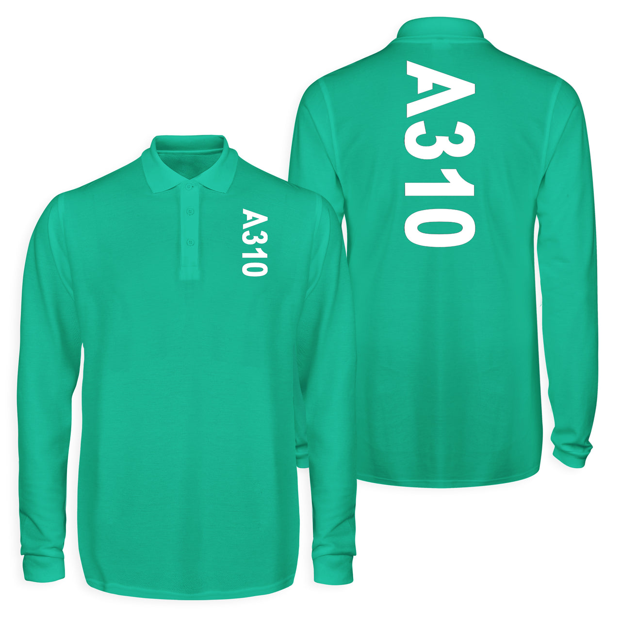 A310 Text Designed Long Sleeve Polo T-Shirts (Double-Side)