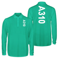 Thumbnail for A310 Text Designed Long Sleeve Polo T-Shirts (Double-Side)