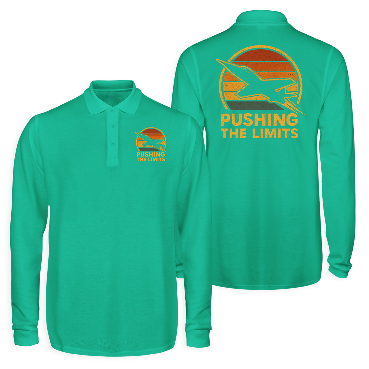 Pushing The Limits Retro Designed Long Sleeve Polo T-Shirts (Double-Side)