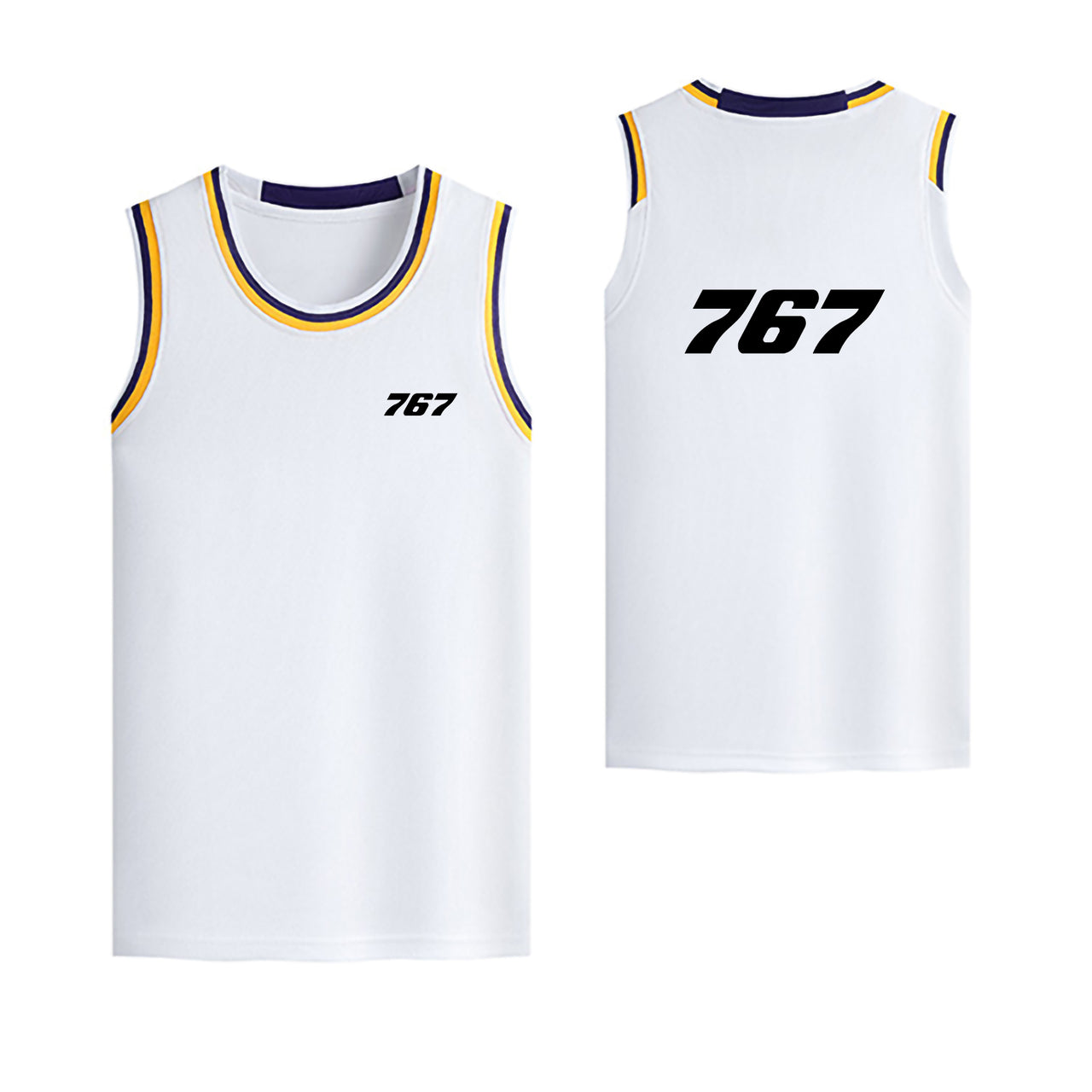 767 Flat Text Designed Basketball Style Sports Tank Tops