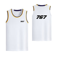 Thumbnail for 767 Flat Text Designed Basketball Style Sports Tank Tops