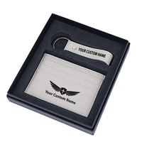 Thumbnail for Your Custom Name/Text Genuine Leather Cardholder Key Ring Gift Box Set