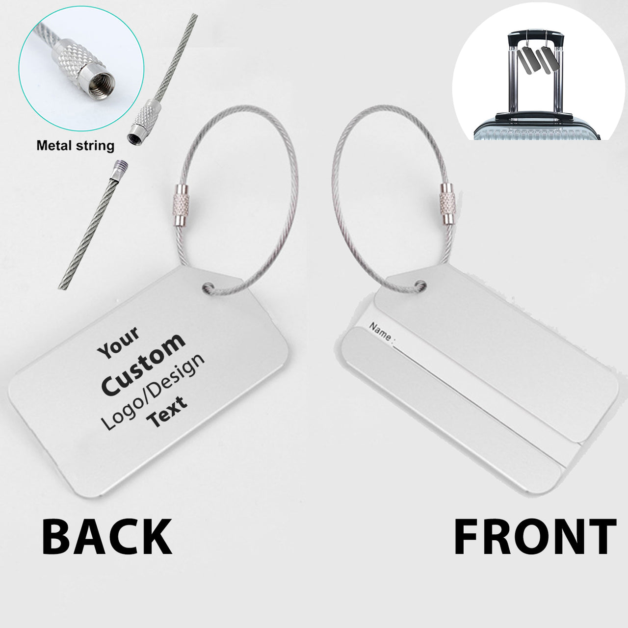 Custom Design Image Logo Designed Fashion Metal Luggage Tags