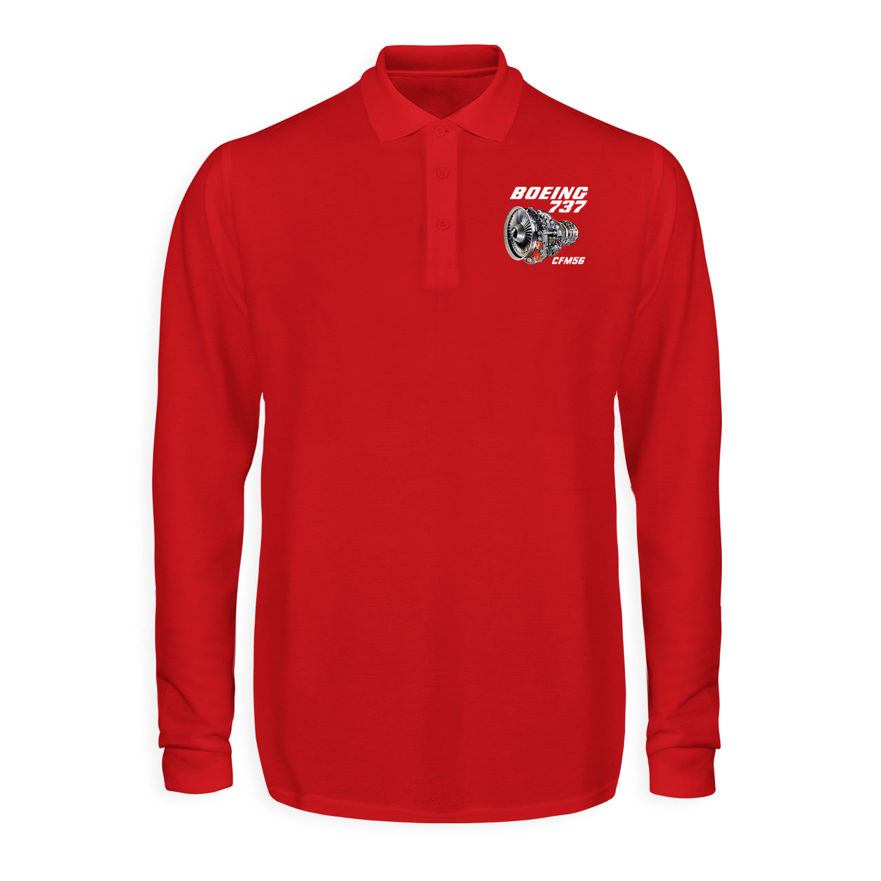 Boeing 737 Engine & CFM56 Designed Long Sleeve Polo T-Shirts