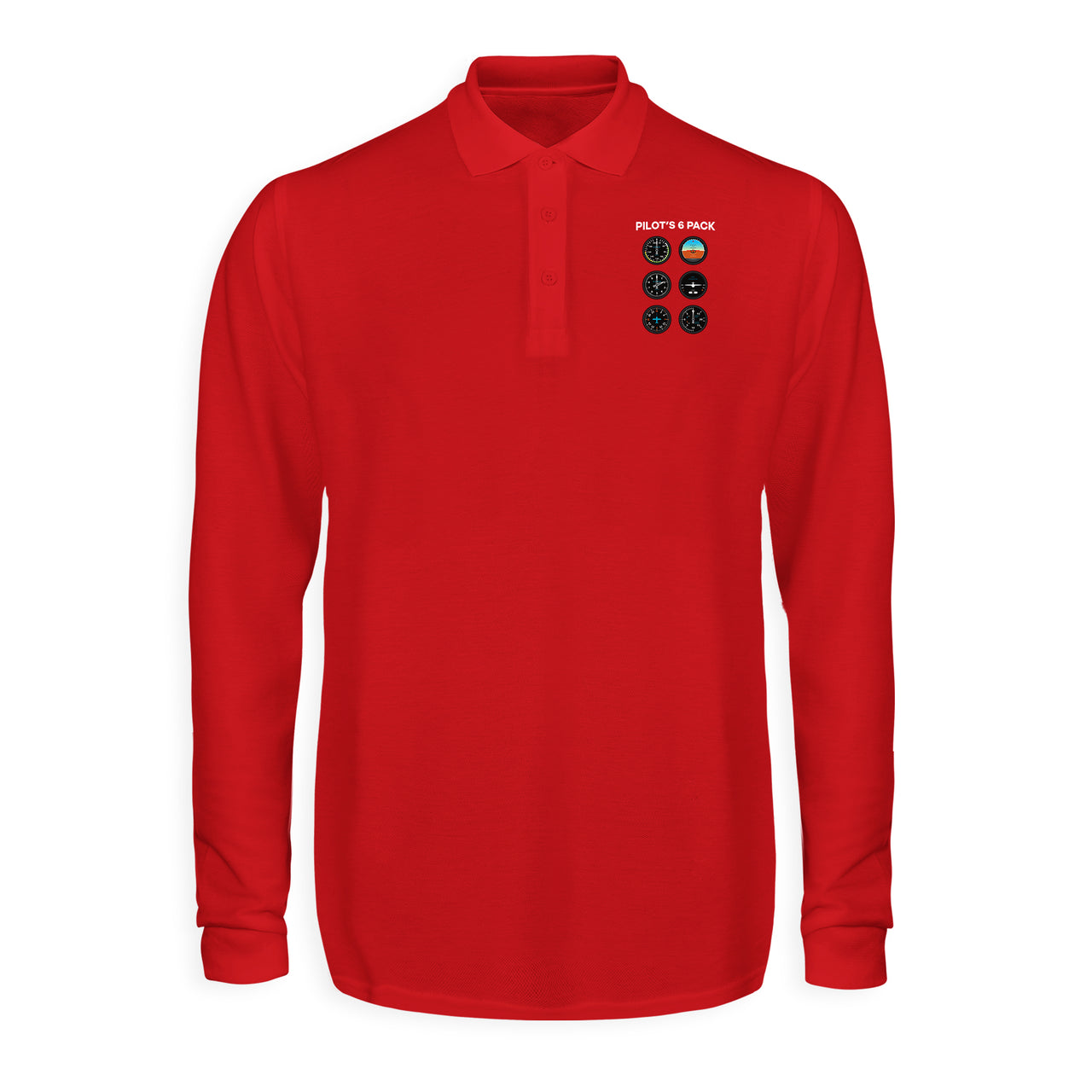 Pilot's 6 Pack Designed Long Sleeve Polo T-Shirts