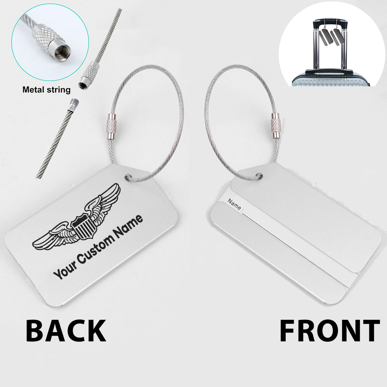 Custom Name (Military Badge) Designed Fashion Metal Luggage Tags