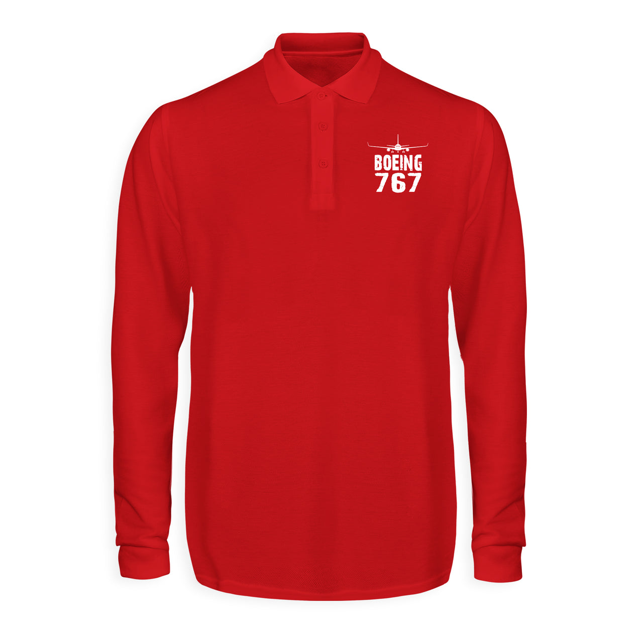 Boeing 767 & Plane Designed Long Sleeve Polo T-Shirts