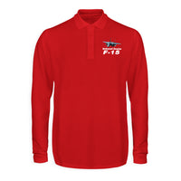 Thumbnail for The McDonnell Douglas F15 Designed Long Sleeve Polo T-Shirts