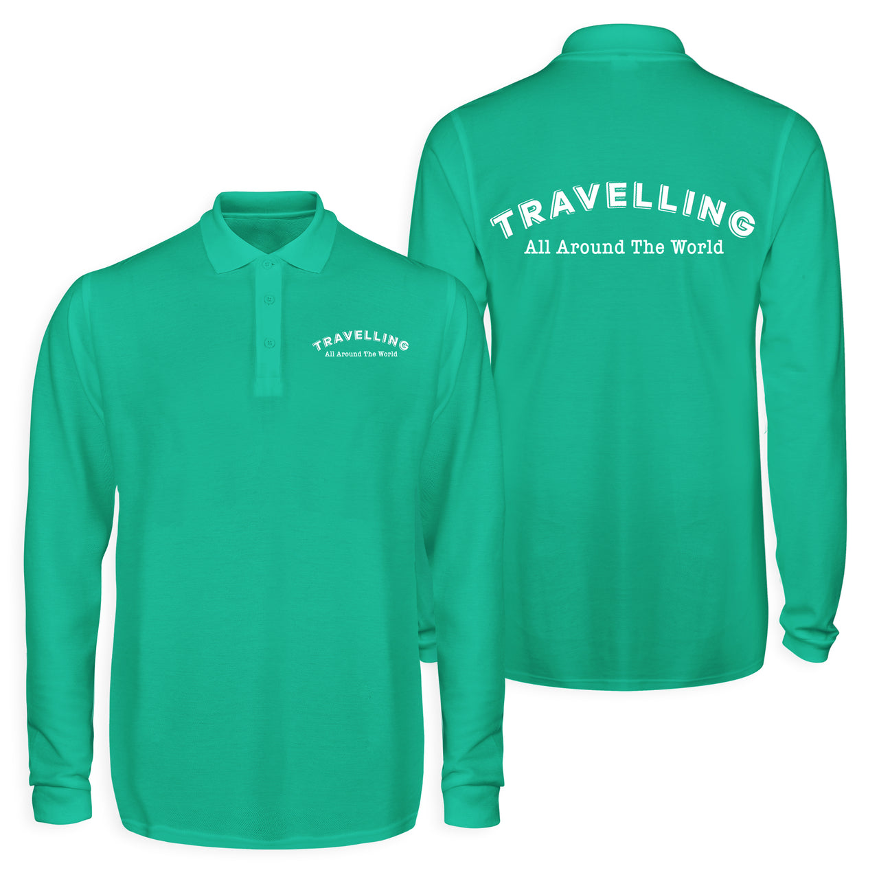 Travelling All Around The World Designed Long Sleeve Polo T-Shirts (Double-Side)