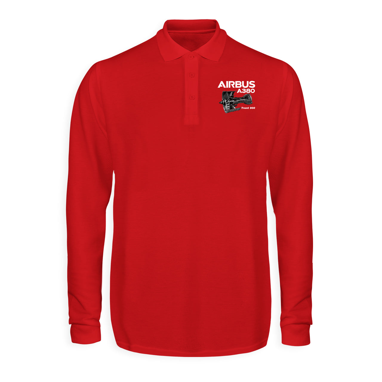 Airbus A380 & Trent 900 Engine Designed Long Sleeve Polo T-Shirts